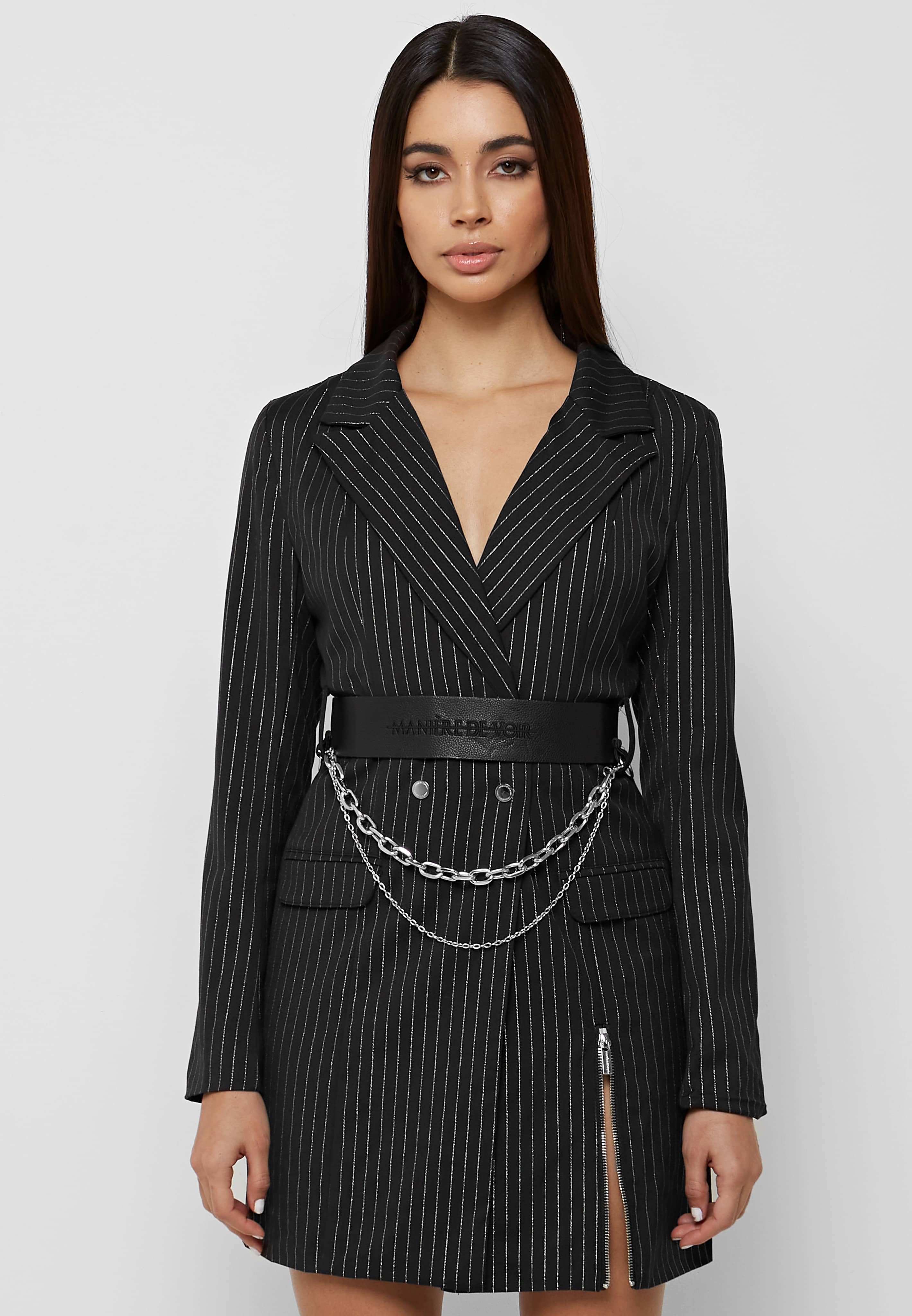 Pinstripe Blazer Dress - Black ...